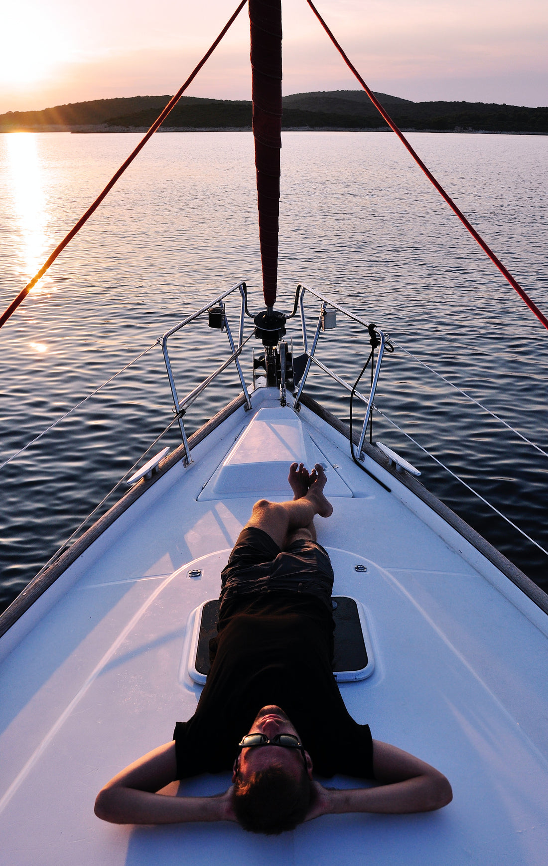 relaxing on sailboat with saffron